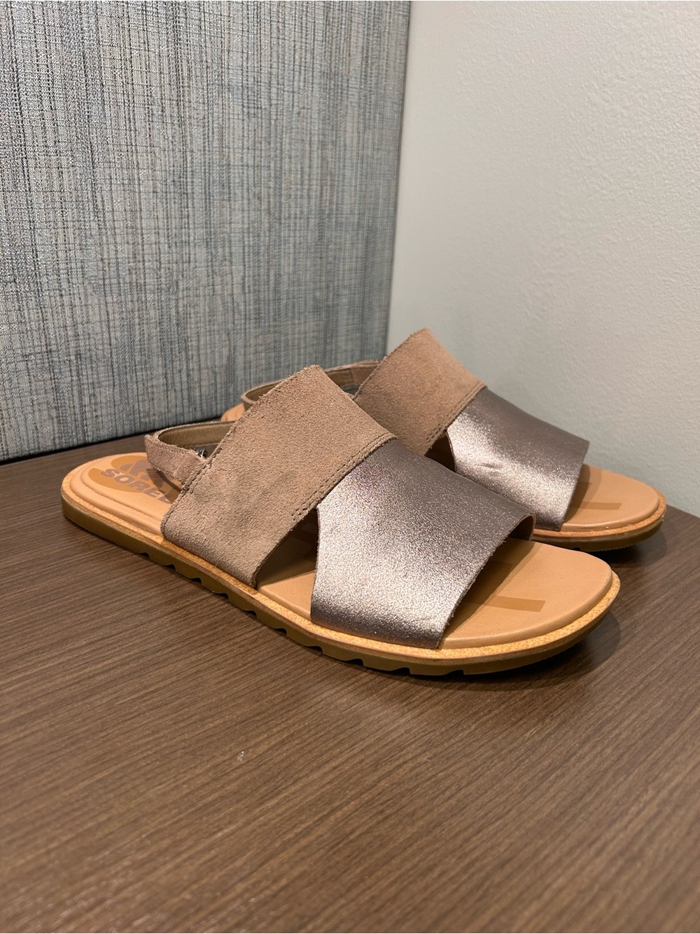 Women's Metallic Taupe Slingback Sandals
